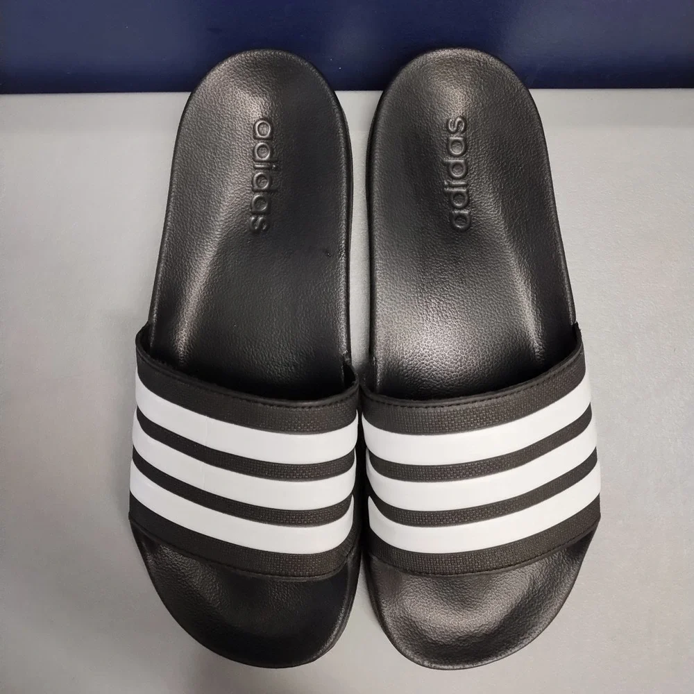 Adidas Adilette Shower‎ Slide Sandals Mens US Size 10 Black White Slip On GZ5922